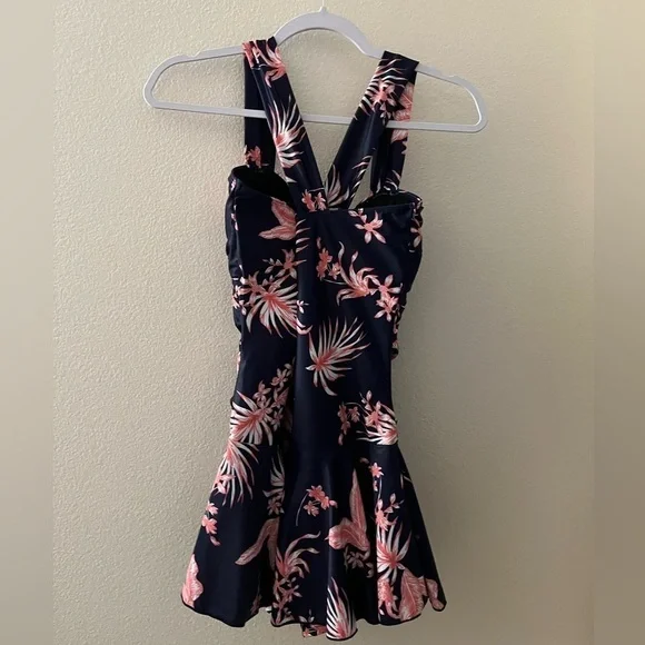 Summer Mae Maternity Swimsuit With Skort Bottom Medium Blue Orange - Picture 4 of 8